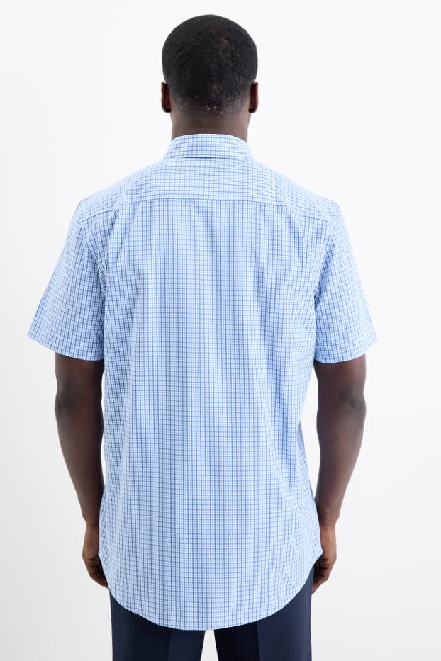 Hommes - Chemise de bureau - regular fit - col kent - à carreaux - bleu
