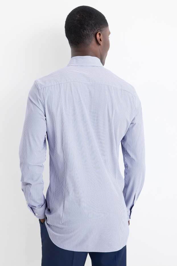 Heren - Business-overhemd - slim fit - kent - flex - met strepen - lichtblauw