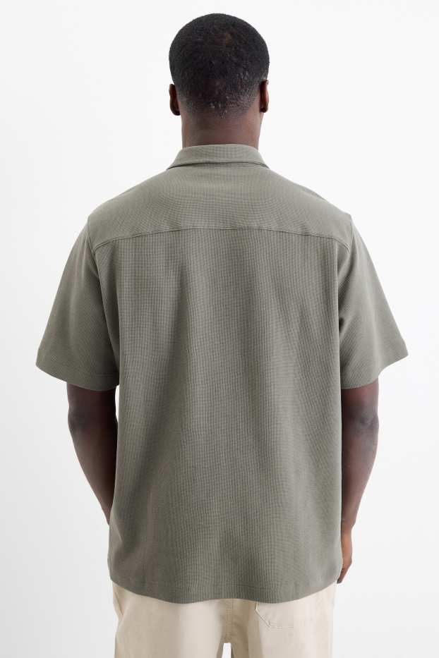 Home - Camisa - regular fit - Kent - texturada - verd fosc