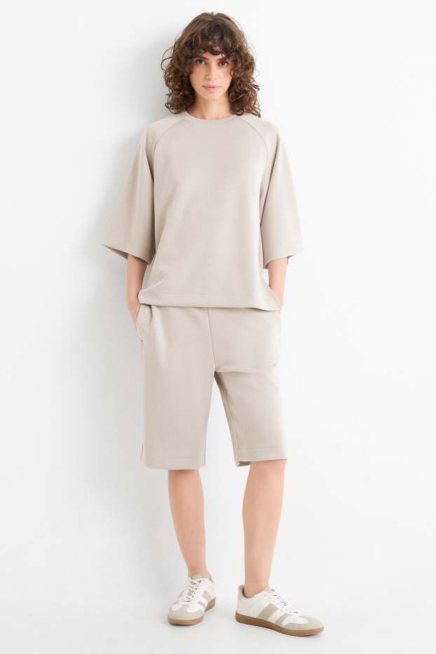 Damen - Sweat-Bermudas - beige