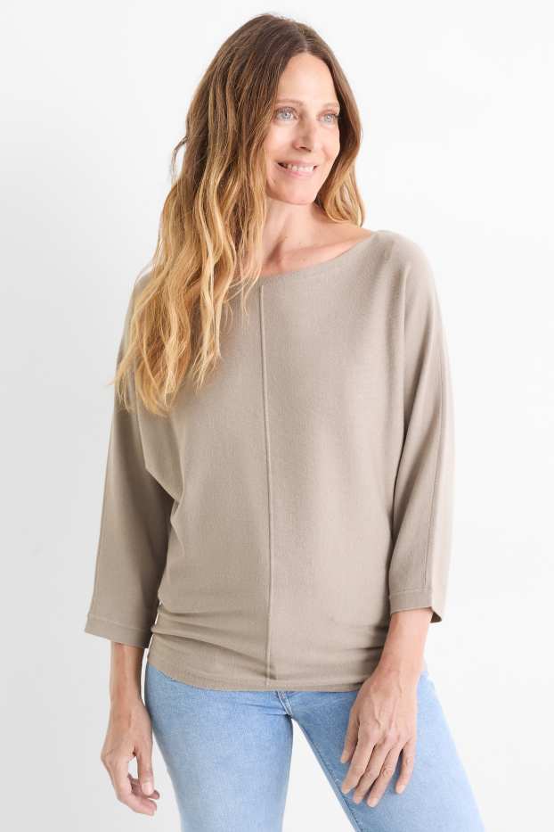 Women - Fine knit jumper - beige