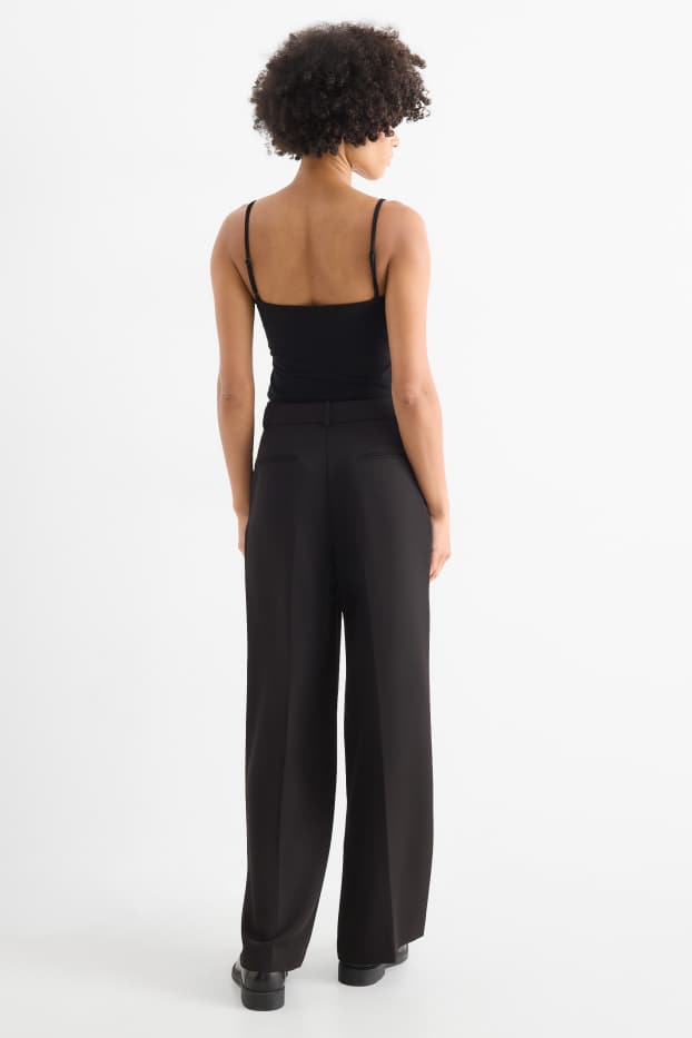 Mujer - Pantalón de oficina - mid waist - wide leg - negro
