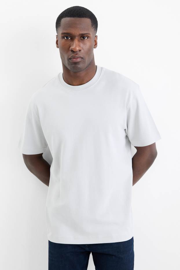 Heren - T-shirt - relaxed fit - lichtgrijs