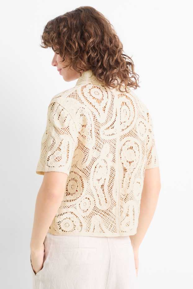 Women - Crocheted jumper - cremewhite