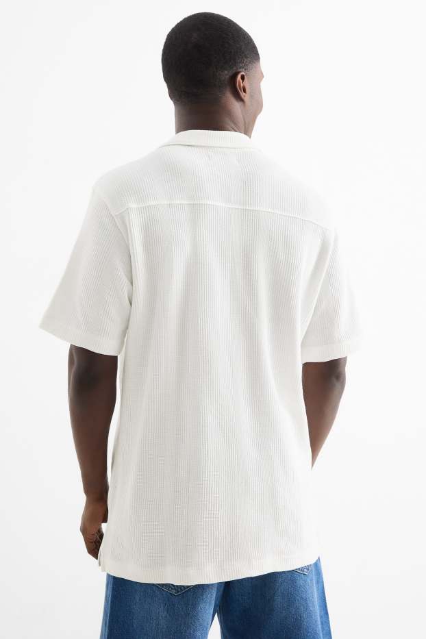 Home - Camisa - regular fit - coll solapa - texturada - blanc