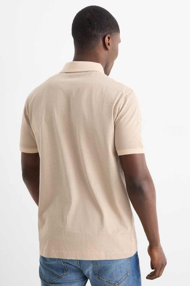 Heren - Poloshirt - regular fit - met patroon - beige