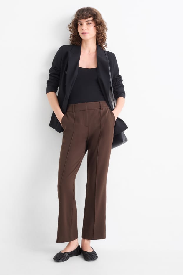 Damen - Stoffhose - Mid Waist - Flared - dunkelbraun