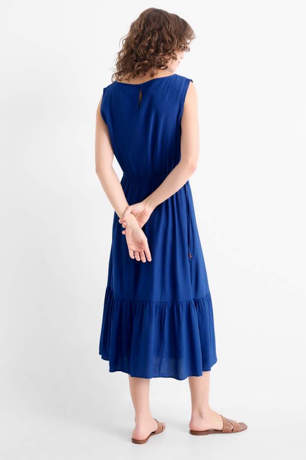Femmes - Robe fit & flare - finition texturée - bleu foncé