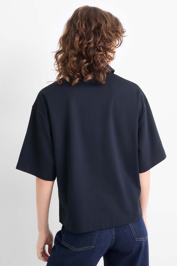 Damen - Poloshirt - Relaxed Fit - dunkelblau