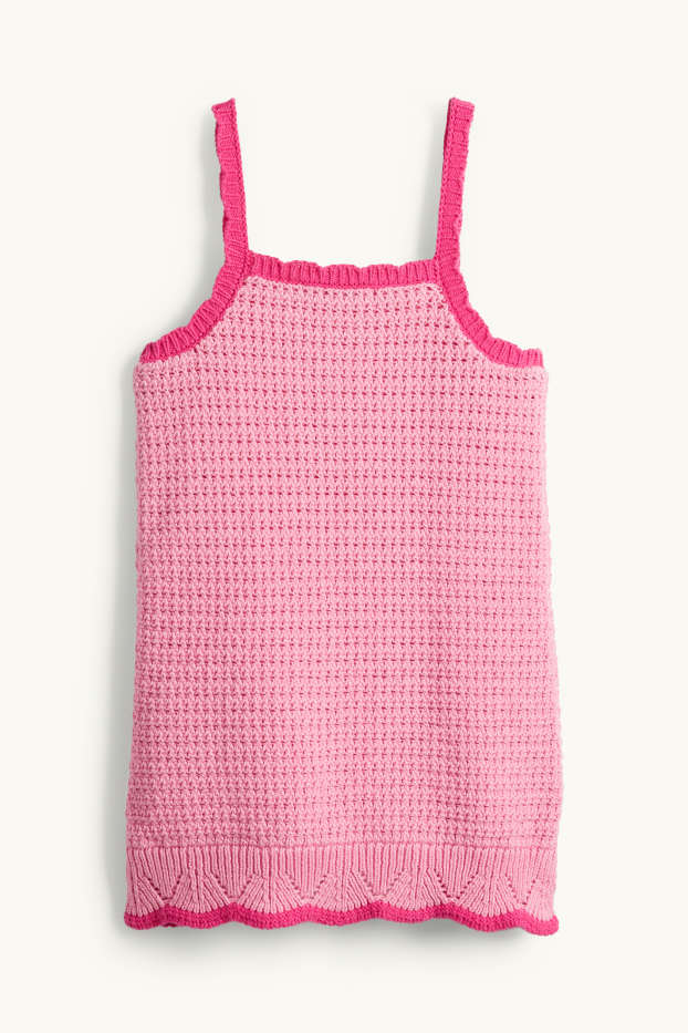 Kinder Mädchen - Erdbeere - Crochet-Kleid - pink