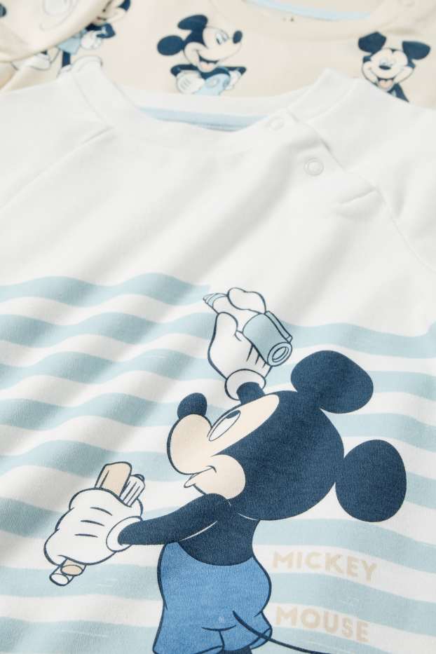 Neonati - Confezione da 2 - Topolino - pigiama per neonati - bianco / azzurro