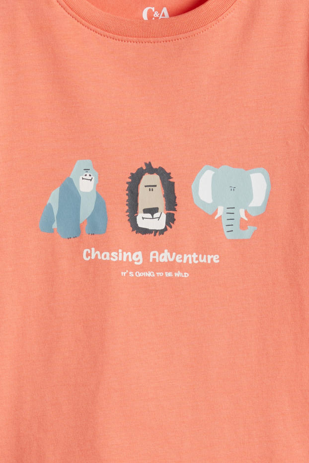 Kinder Jungen - Multipack 3er - Gorilla, Löwe und Elefant - Kurzarmshirt - bunt