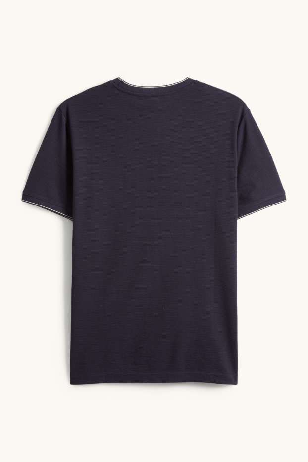 Uomo - T-shirt - regular fit - tessuto tramato - blu scuro