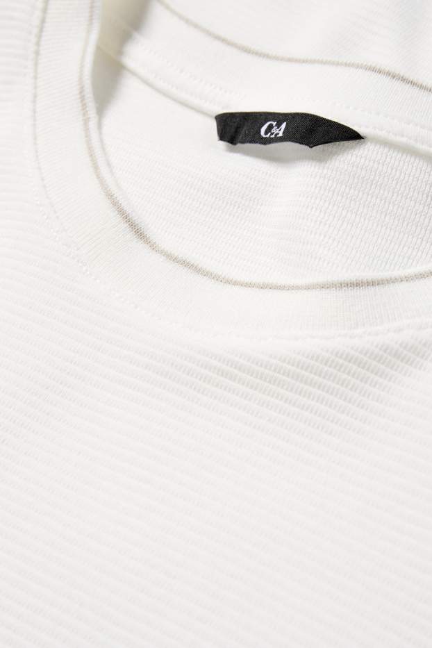 Uomo - T-shirt - regular fit - tessuto tramato - bianco