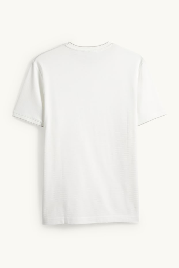 Uomo - T-shirt - regular fit - tessuto tramato - bianco