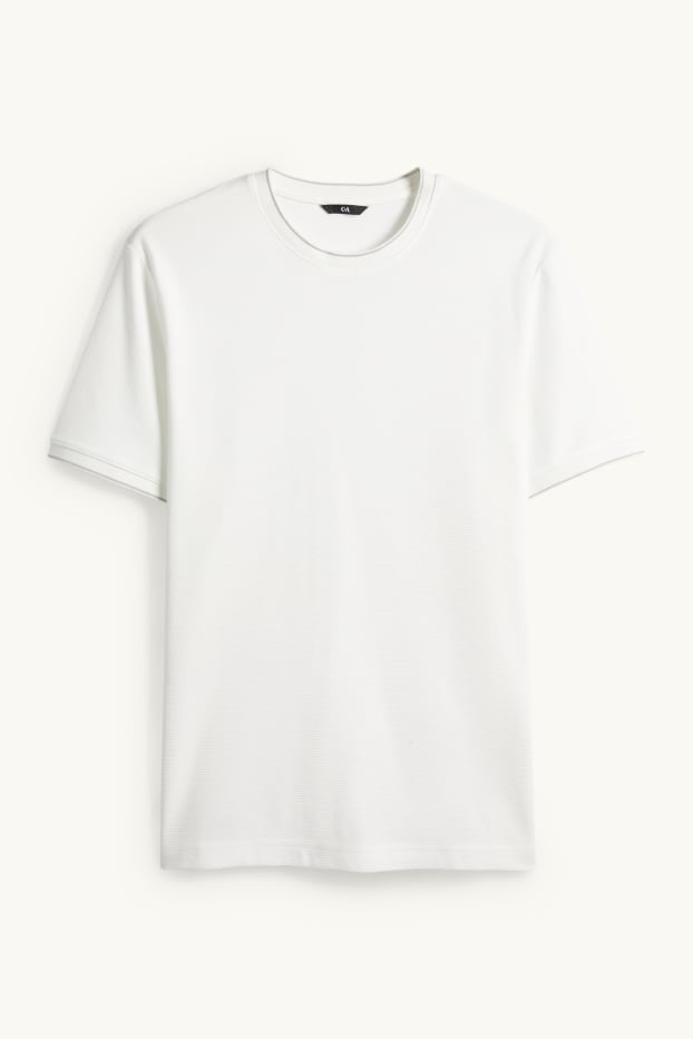 Uomo - T-shirt - regular fit - tessuto tramato - bianco