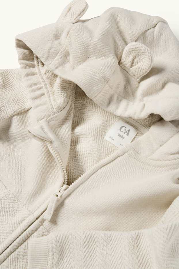 Bebeluși - băieți - Hanorac cu fermoar și glugă pentru bebeluși - structurat - gri deschis