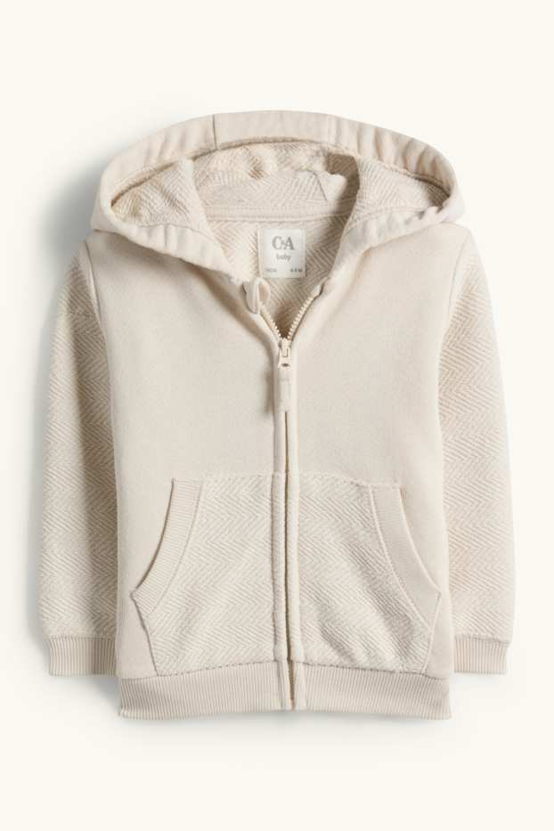 Bebeluși - băieți - Hanorac cu fermoar și glugă pentru bebeluși - structurat - gri deschis