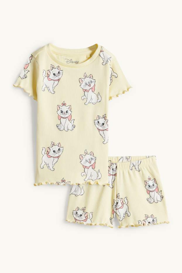 Kinder Mädchen - Aristocats - Shorty-Pyjama - gerippt - 2 teilig - hellgelb