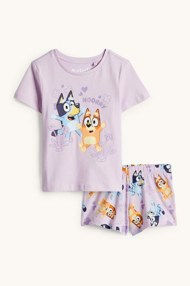 Enfants filles - Bluey - pyjashort - 2 pièces - finition brillante - violet clair