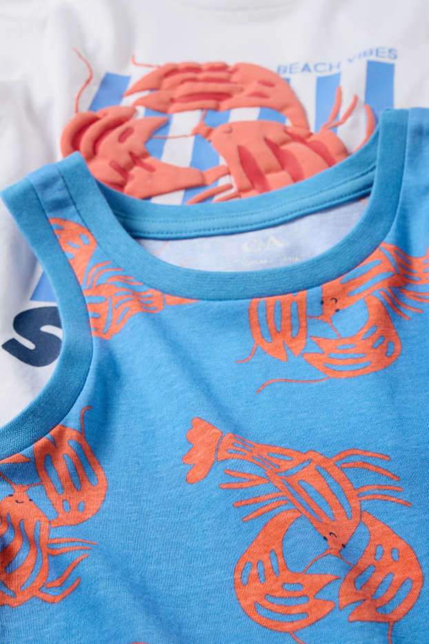 Děti - chlapci - Multipack 2 ks - Humr - letní pyžamo - 4 díly - bílá/modrá