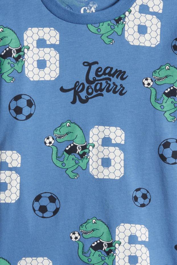 Kinder Buben - Multipack 2er - Dino und Fußball - Shorty-Pyjama - 4 teilig - grün / dunkelblau