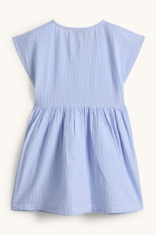 Enfants filles - Robe - à rayures - blanc / bleu clair