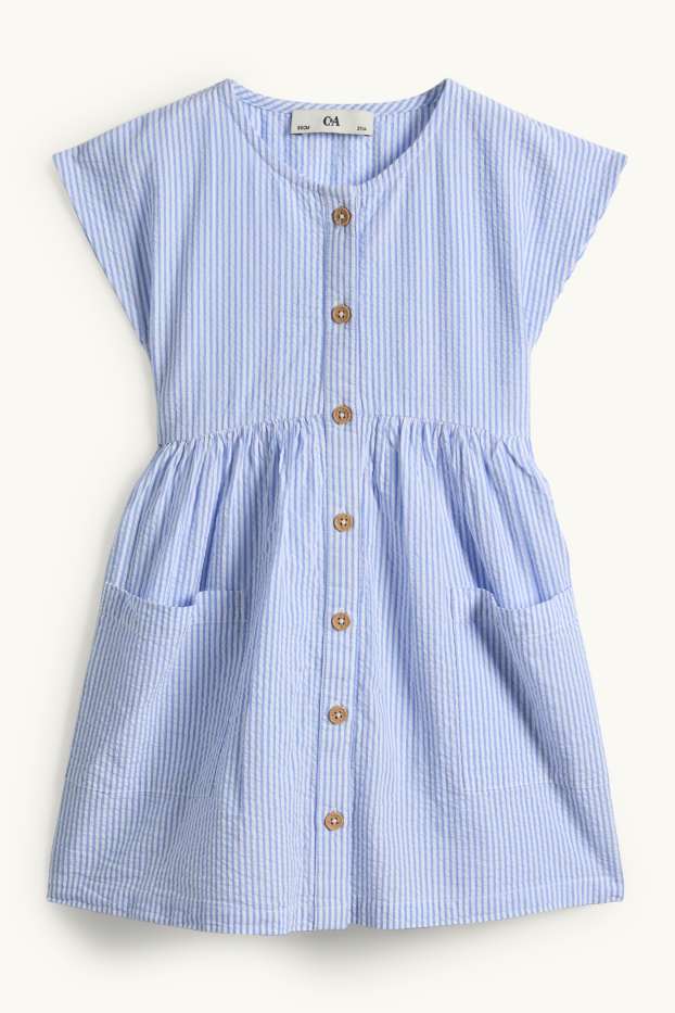 Enfants filles - Robe - à rayures - blanc / bleu clair