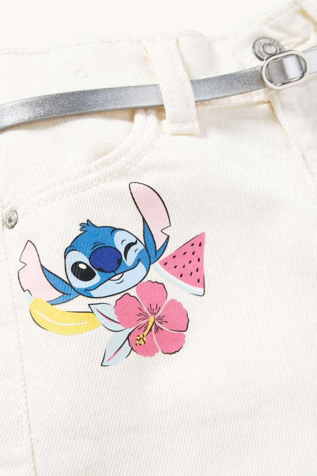 Kinder Mädchen - Lilo & Stitch - Jeans-Shorts mit Gürtel - weiß