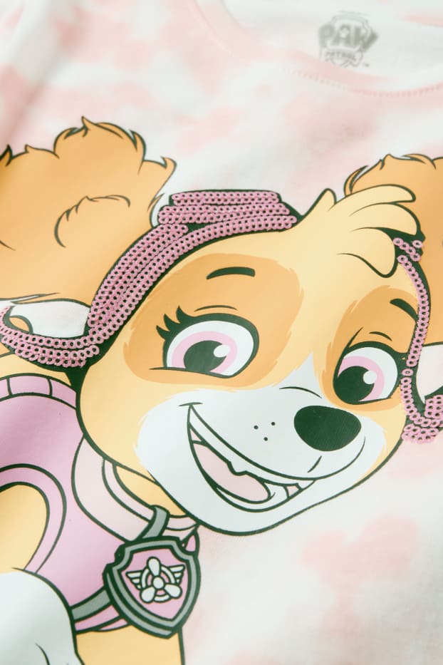 Bambine - PAW Patrol - Skye - t-shirt - effetto brillante - fantasia - bianco / rosa