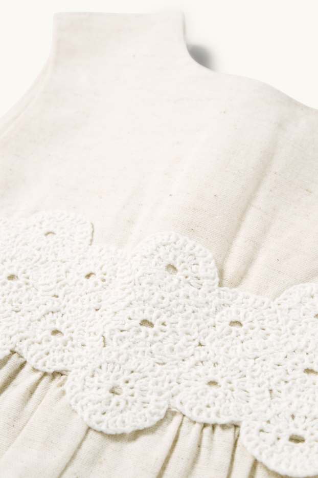 Baby Mädchen - Baby-Crochet-Jumpsuit mit Leinen-Anteil - beige