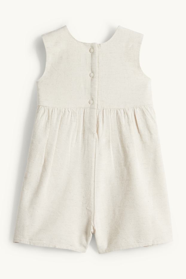 Baby Mädchen - Baby-Crochet-Jumpsuit mit Leinen-Anteil - beige