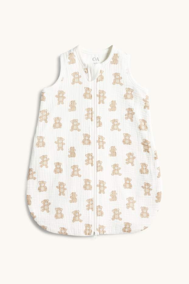 Unisex - Teddybeer - babyslaapzak - 0 tot 4 maanden - wit