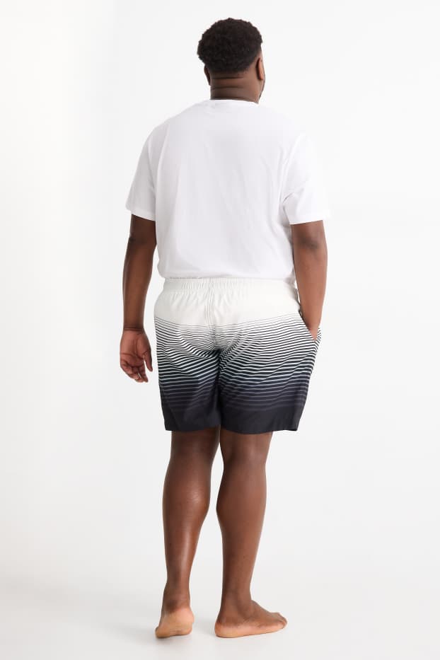 Hommes - Short de bain - à rayures - noir / blanc