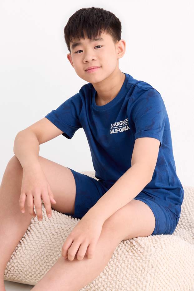 Enfants garçons - Los Angeles - Pyjashort - 2 pièces - à motif - bleu foncé