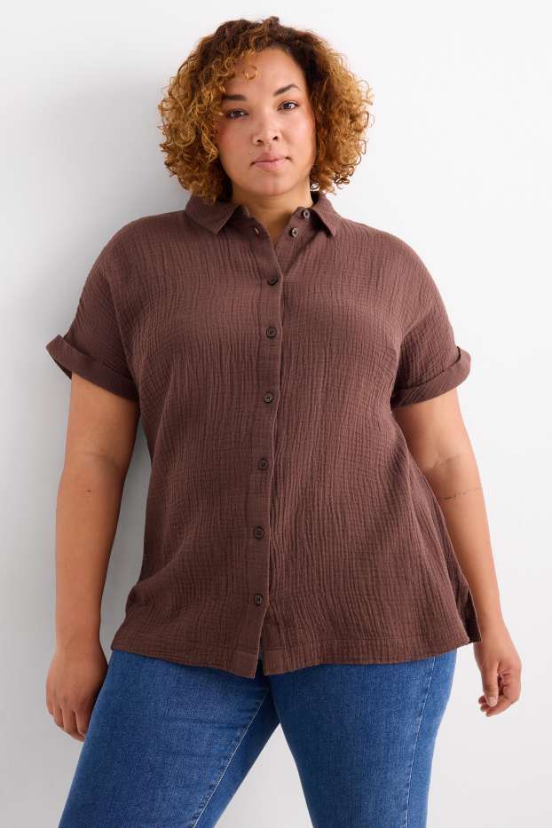 Donna - Blusa in mussola - marrone