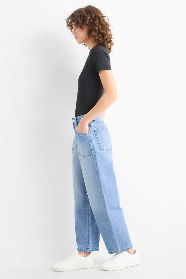 Damen - Barrel Jeans - High Waist - hellblau