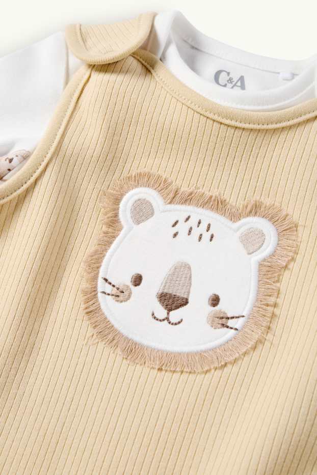 Unisex - Lion - romper set - 2 piece - white / beige