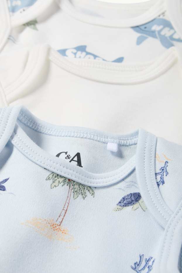 Unisex - Multipack 3 ks - mořská zvířátka - body pro miminka - světle modrá