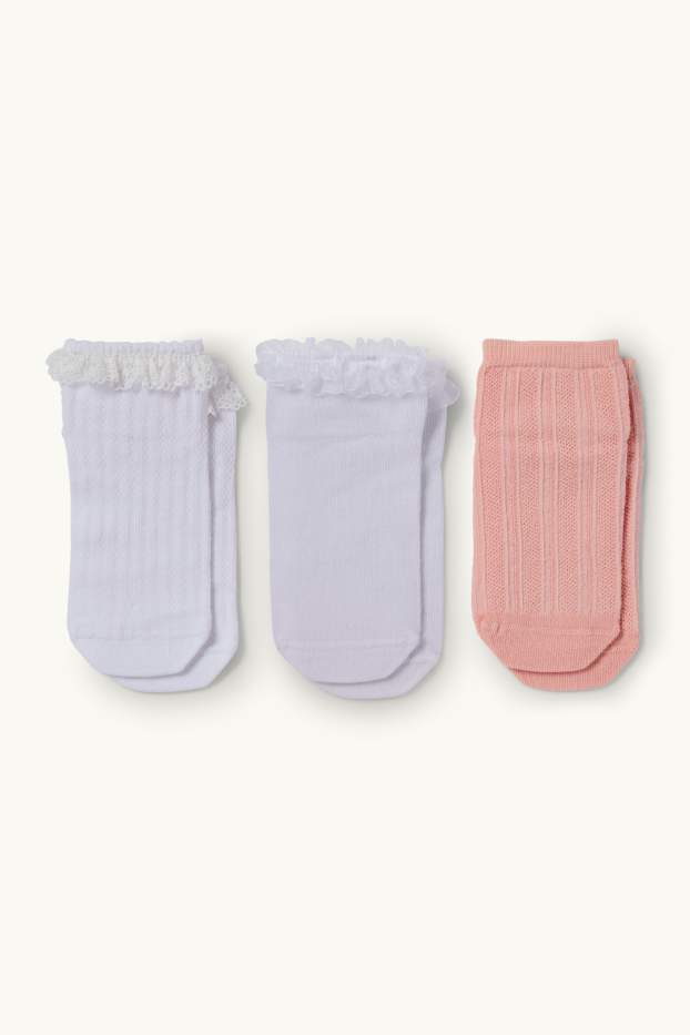 Nena - Paquet de 3 - mitjons - texturats - blanc/rosa