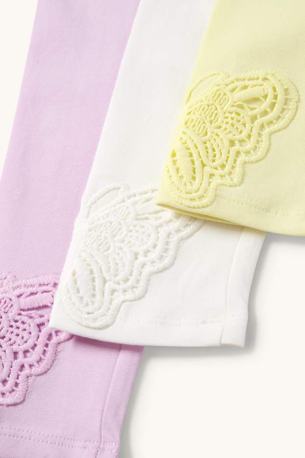 Children Girls - Multipack of 3 - butterfly - leggings - ribbed - light yellow