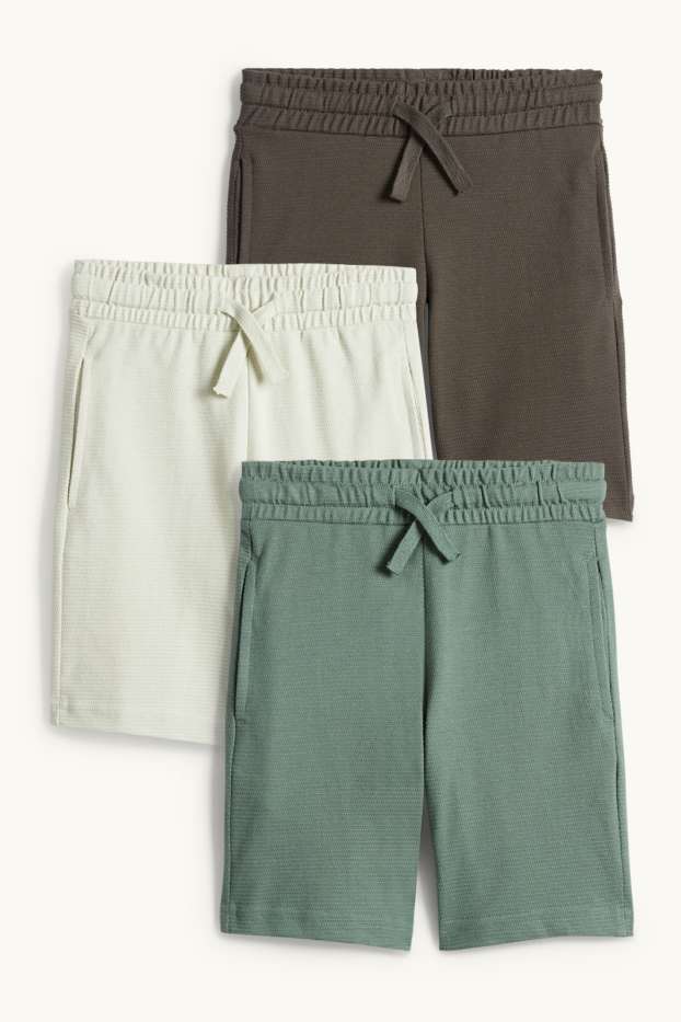 Děti - chlapci - Multipack 3 ks - bermudy - strukturované - zelená