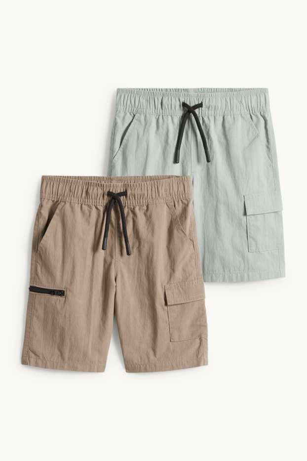 Enfants garçons - Lot de 2 - bermudas cargo - marron clair