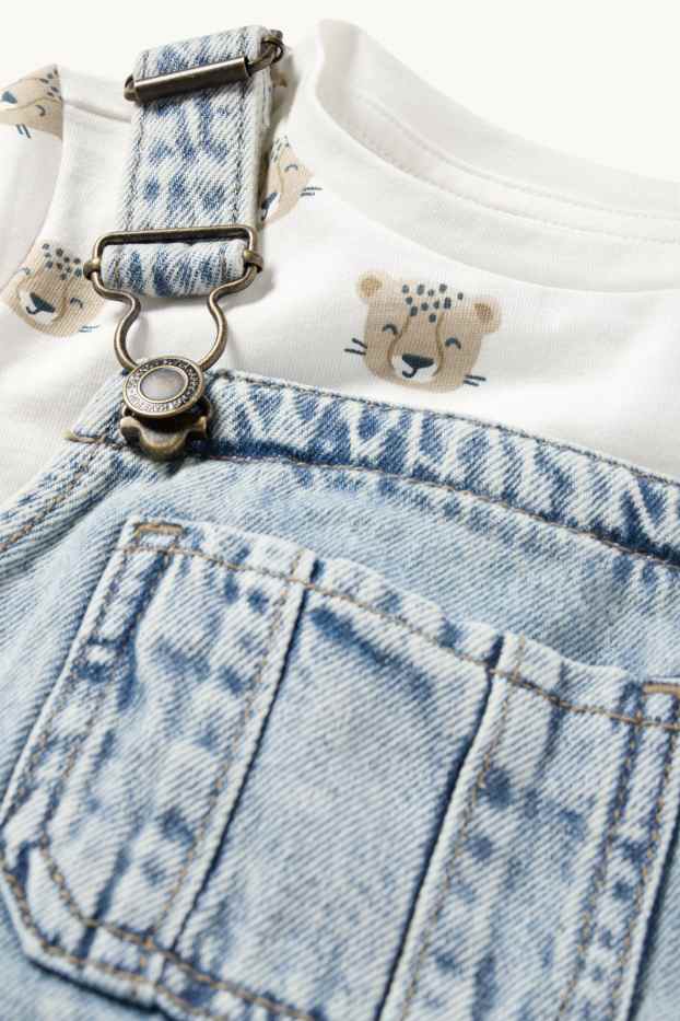 Baby Jungen - Leopard - Baby-Outfit - 2 teilig - helljeansblau