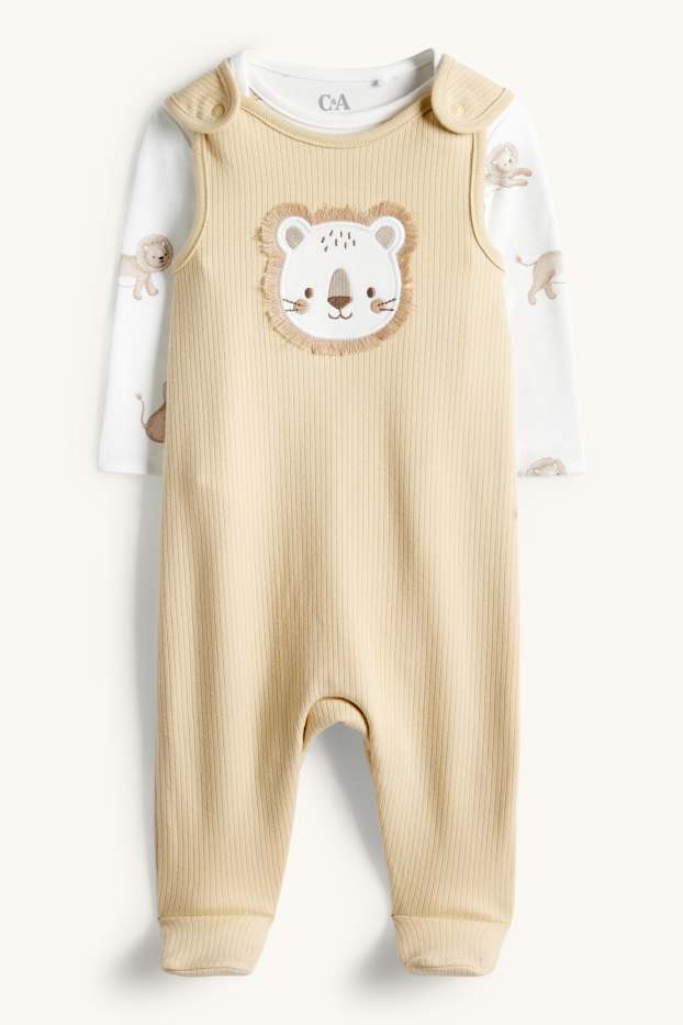 Unisex - Lion - romper set - 2 piece - white / beige