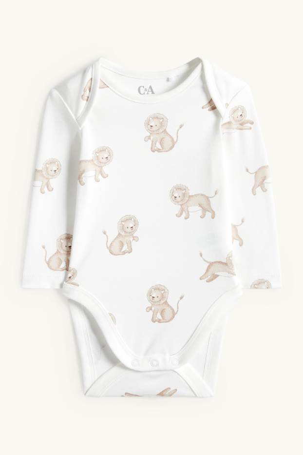 Unisex - Lion - romper set - 2 piece - white / beige