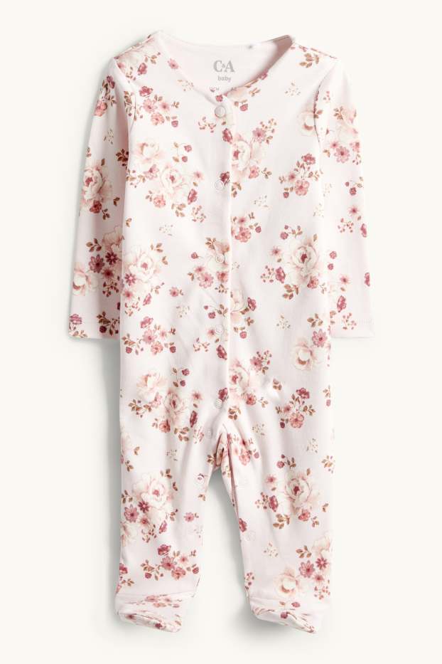 Baby Mädchen - Blümchen - Geschenkset - 3 teilig - weiss / rosa