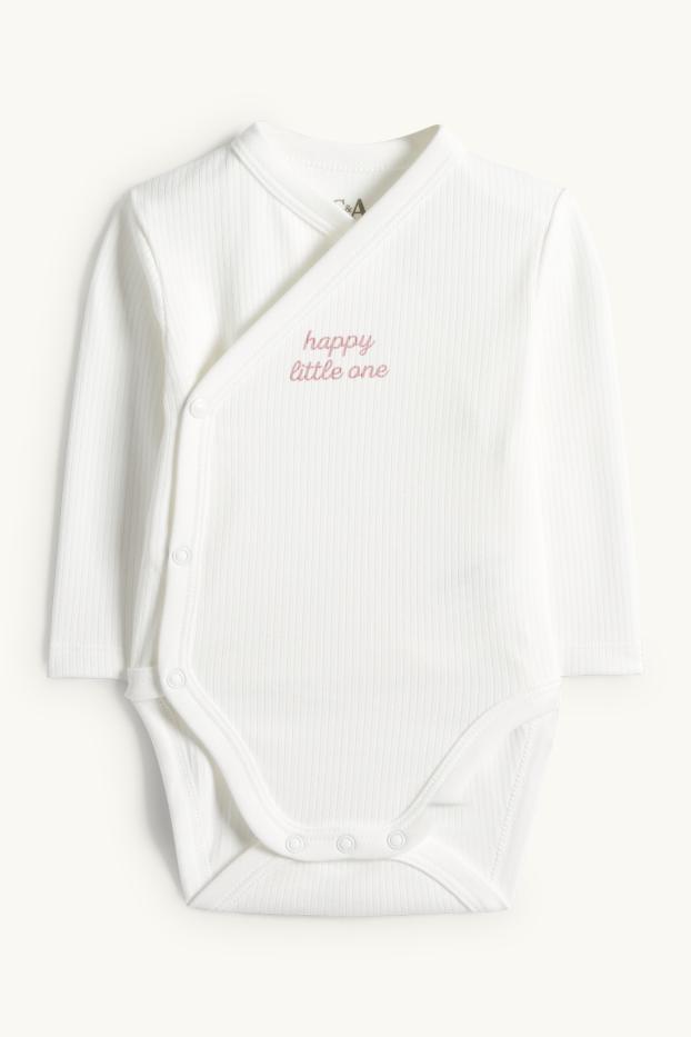 Baby Mädchen - Blümchen - Geschenkset - 3 teilig - weiss / rosa