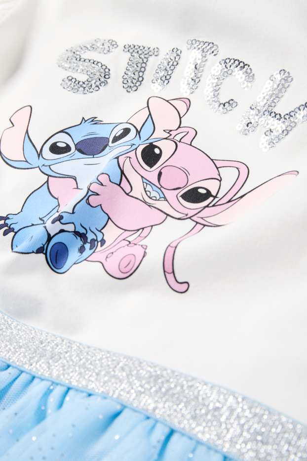 Bambine - Lilo & Stitch - set - vestito e borsa - 2 pezzi - bianco / blu