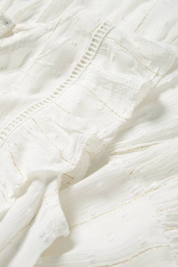 Copii - Fete - Rochie - aspect lucios - alb-crem